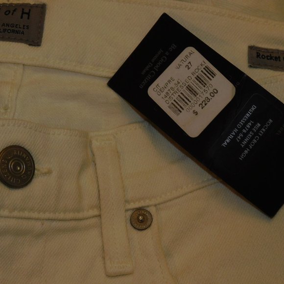 NWT $228 CITIZENS OF HUMANITY Off White Rocket Crop High Rise Skinny 27 - Picture 4 of 5